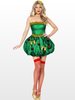 Costume Elfe de Noël Femmes Bretelles Vert Robes Courtes Déguisements Noël