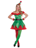 Costume Elfe de Noël Femmes Vert Robe Hors Épaule 4 Pièces Déguisements Noël