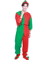 Costume Elfe De Noël Tenue De Contraste Hommes 4 Pièces Déguisements Noël