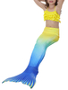 Costume Enfant Sirène Queue 2021 Maillots de Bain Petites Filles Jaune Maillots de bain Déguisements Halloween