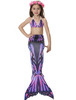 Costume Enfant Sirène Queue 2021 Violet Imprimé Maillot de bain Déguisements Halloween