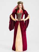 Costume Exotique Femme Velours Bordeaux Arabe Costume Déguisements Halloween