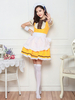 Costume Femme de Chambre Robe Jaune Cosplay Tenu Déguisement Halloween