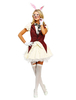 Costume Femme Toussaint en fibre polyester en polyester Gilet Coiffure Gants Top Jupe pour adultes pour femme de Lapin blanche motif lapin Déguisements Halloween