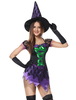 Costume Femme Toussaint Sorcière en mélange poly/coton Robe Gants chapeau pour adultes en satin mat en rayonne pour femme Ensemble violet foncée de fêtes de Carnaval de Toussaint Déguisements Hallowe