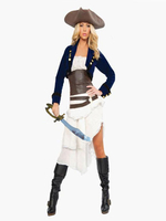 Costume féminin de Pirate noir en polyester bicolore Déguisements Halloween