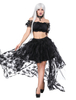 Costume gothique Déguisements Halloween Femmes Crop Top Noir Et Jupe Asymétrique