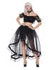 Costume gothique Déguisements Halloween femmes Crop Top Vintage noir et jupe asymétrique