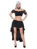 Costume gothique Déguisements Halloween femmes noir Crop Top Corset Rufffles jupe asymétrique