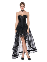 Costume gothique Déguisements Halloween noir cadavre nuptiale femmes jupe asymétrique et corset