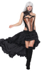Costume gothique Déguisements Halloween or femmes Corset volants haute jupe basse et tenue de Pauldron