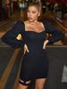 Costume gothique pour femme Robe rétro moulante en coton gothique noir