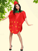 Costume Halloween Fraise Cape Rouge avec Chapeau Costume Mois de la Nutrition