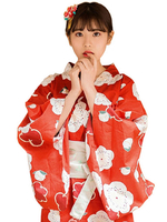 Costume Japonais de kimono rouge en mélangé de coton en coton slub Robe de Toussaint de fêtes Déguisements Halloween