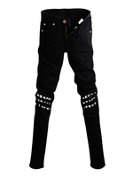 Costume Jeans Pour Hommes Rivets Gothique Rétro Noir Gothique Déguisements Halloween