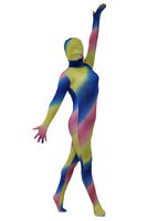 Costume Lycra spandex Zentai costume couleur Multi complet du corps féminin Déguisements Halloween