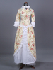 Costume rétro beige pour femme imprimé floral Marie Antoinette volants dentelle polyester robe de bal masqué rétro