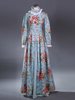 Costume rétro bleu ciel clair pour femme costume Marie-Antoinette imprimé floral volants ensemble en polyester costume rétro du XVIIIe siècle
