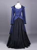 Costume rétro bleu pour femme ensemble jupe et haut en polyester à volants robe de soirée rétro