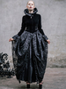 Costume rétro noir gothique manches longues volants robe Vintage Halloween