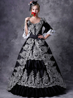 Costume rétro noir robe victorienne à capuche mascarade robes de bal Royal Vintage costumes Déguisements Halloween