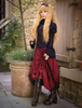 Costume rétro steampunk Vintage Costume Bourgogne longue jupe Pirate Halloween