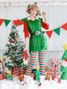 Costume Sapin De Noël Femmes Robes Vertes Chapeau Ensemble 4 Pièces Déguisements