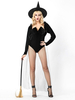 Costume Sorcière Cosplay Combinaison Noir Chapeau Mardi Gras Déguisements Halloween