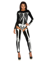 Costume Squelette Sexy Femme Manche Longue Lycra Costumes Spandex Déguisements Halloween