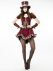 Costume Steampunk Bordeaux Lace Up Metallic Buckle Vêtements Vintage pour femmes Déguisements Halloween