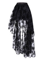 Costume Steampunk Noir Jupe Vintage à Volants en Dentelle à Manches Longues Pour Femmes Déguisements Halloween