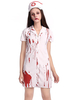 Costume Toussaint Femme Infirmière en coton Robe Coiffure pour adultes en coton pour femme Ensemble blanche Déguisements Halloween