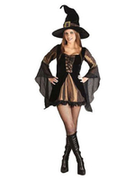 Costume Toussaint Femme Sorcière impression en fibre polyester Robe chapeau pour adultes en polyester pour femme Ensemble Déguisements Halloween
