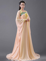 Costume Traditionnel Chinois Femme Pêche En Mousseline De Soie Hanfu Robe Ancienne Dynastie Tang 2 Pièces Déguisements Halloween