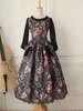 Costume victorien robe Vintage Retro manches longues bleu foncé Halloween