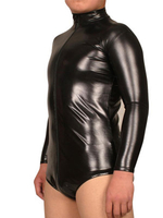 Costume zentai noir collant de danse métallisé Déguisements Halloween