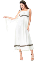 Costumes Arabe Femmes Élégantes Coiffure Robe Blanche Imprimé Robe Cosplay Déguisements Halloween Costumes De Fêtes