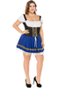 Costumes Bière Fille Bleu Robe Imprimée Robe Cosplay Oktoberfest Déguisements Halloween