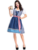 Costumes Bière Fille Cosplay Bleu Polka Dot Lacé Top Coton Bière Fille Vacances Oktoberfest Déguisements Halloween