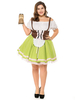 Costumes Bière Fille Herbe Vert Multicolore À Volants Robe Oktoberfest Costumes Déguisements Halloween