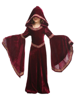 Costumes Bordeaux Vampire Velours Enfant Cosplay Vêtement Déguisement Carnaval