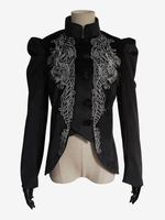 Costumes Chemise Rétro Noirs Femmes Fleuri En Polyester À Lacets Marie Antoinette Vintage