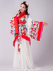 Costumes chinois pour femmes impression florale courbée devant robe rouge top costumes de vacances en mousseline de soie Déguisements Halloween
