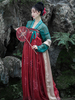 Costumes chinois pour femmes robe brodée rouge plissée de la dynastie Tang Déguisements Halloween