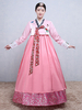 Costumes coréens femme imprimé floral brodé arc robe de brocart rose costume Hanbok ensemble Déguisements Halloween