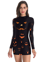 Costumes d \ Déguisements Halloween noir s effrayant polyester 3D imprimer des costumes de vacances Bodycon