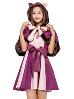 Costumes dAlice au pays des merveilles Purple Color Block Bows Costumes de Carnaval de Cheshire Cat Déguisements Halloween