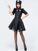 Costumes dDéguisements Halloween Cop Black Dress Sexy de la femme menottes Synthétique cuir Déguisements Halloween Costumes de vacances