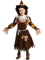 Costumes dDéguisements Halloween Enfants Sorcière Cosplay Tan Robe Ras de Cou Tan Polyester Enfants Costumes Cosplay