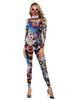 Costumes dDéguisements Halloween Gris clair femmes \ s Scary Justaucorps Jumpsuit Polyester 3D Imprimer Jumpsuit Vacances Costumes